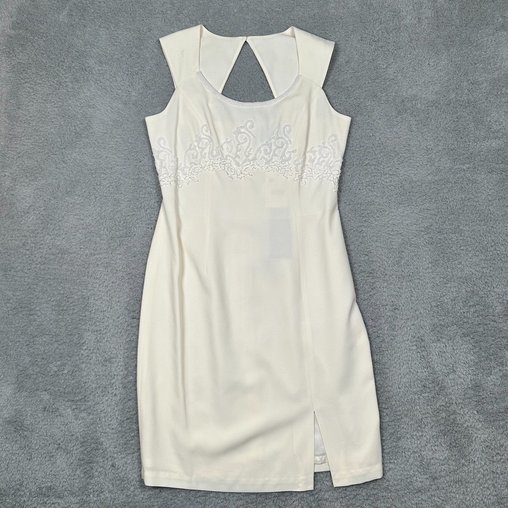 Vintage CAROLE LITTLE Womens Midi Dress 10 Floral Beaded Dress Retro‎ 139 NWT